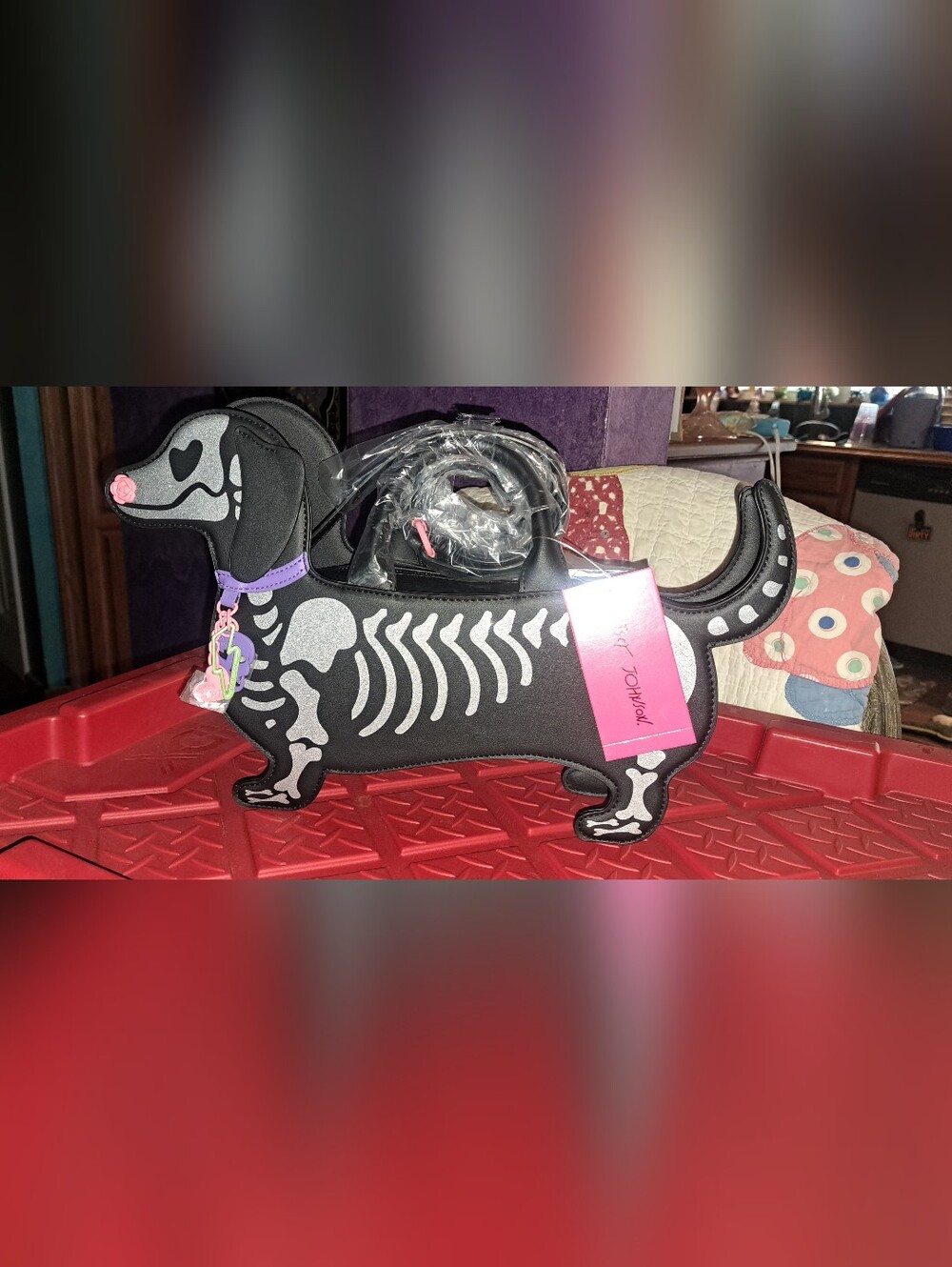 Betsey Johnson Weiner Dog Skeleton Bag
